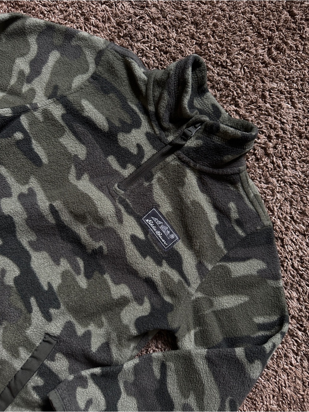 Eddie Bauer Kids Fleece 1/4-Zip Pullover Jacket - Green Camo